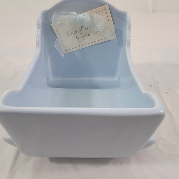 Hallmark Signature Baby Boy Blue Ceramic Keepsake Cradle Rocker Lots of Love - Picture 16 of 16